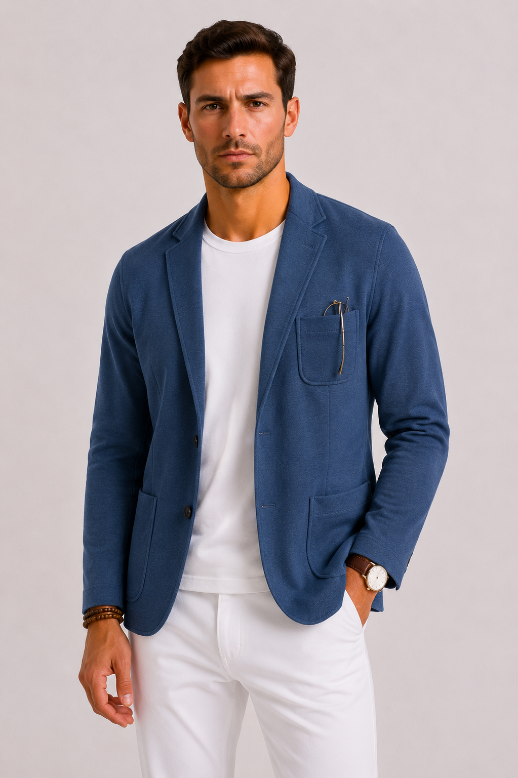 Men's modern slim-fit blazer in dark grey, perfect for sharp, versatile smart casual & business wear.