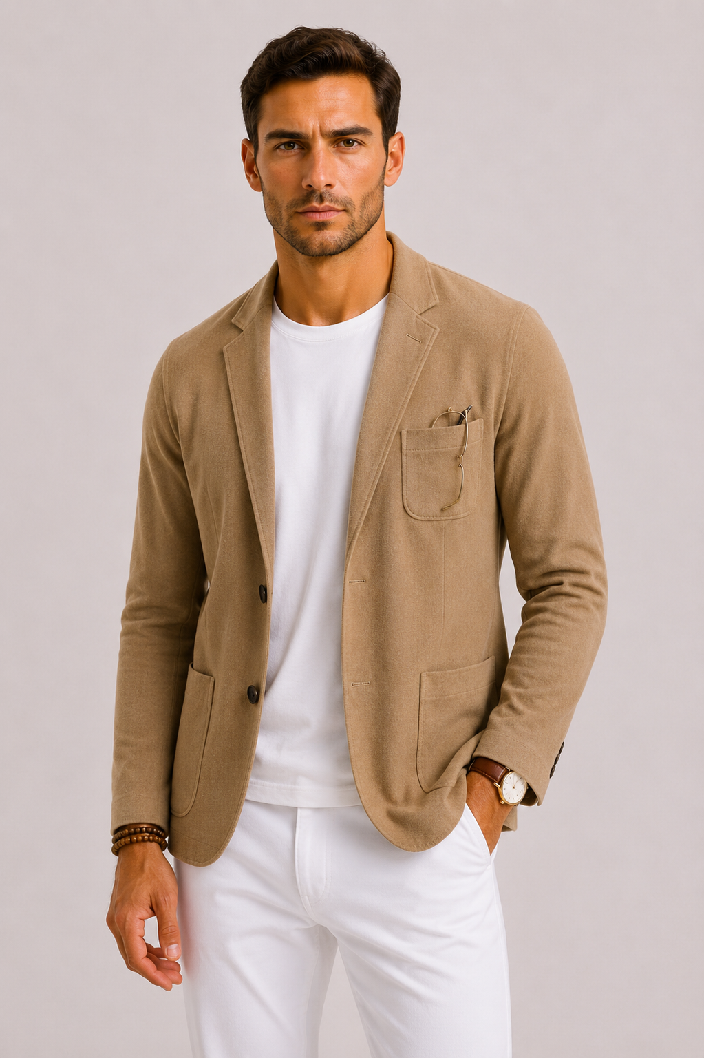 Stylish men's slim-fit blazer offering versatile comfort for office style, business, and smart casual looks.