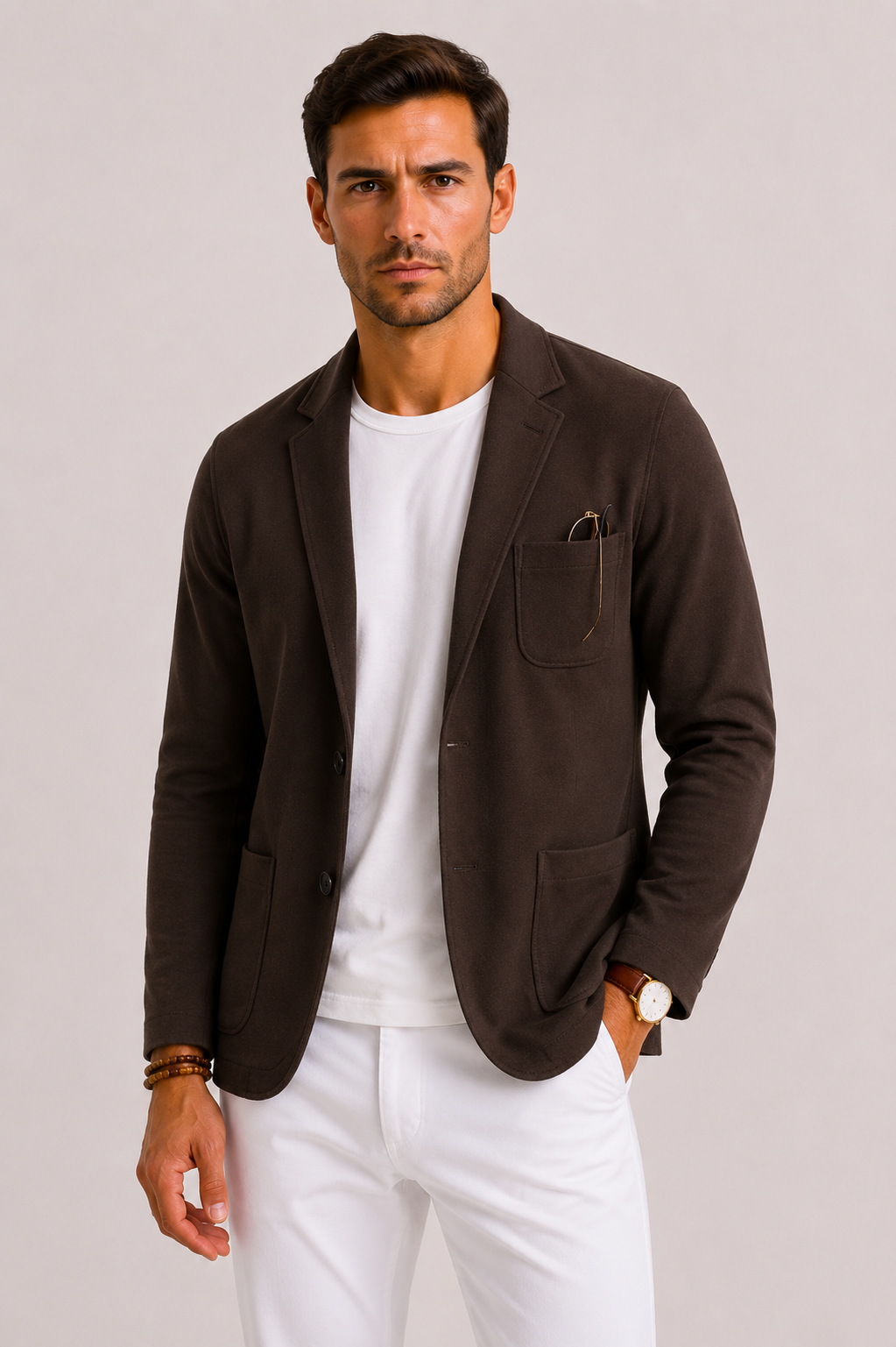 Classic yet modern men's slim-fit blazer, delivering elegant style for formal wear & everyday office looks.