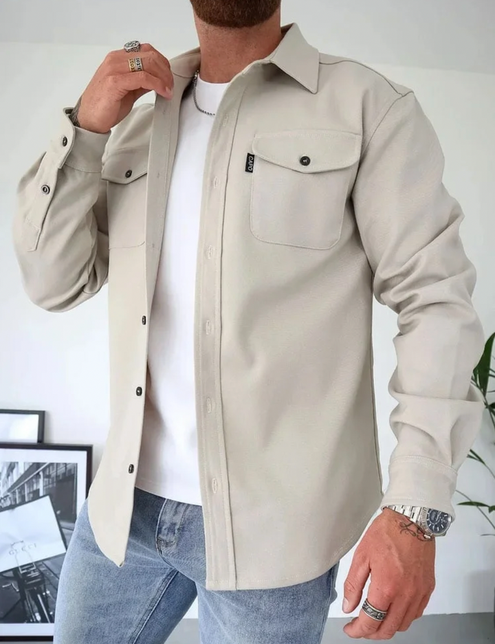 Men's long sleeve collared shirt, great for office wear or stylish smart casual outings.