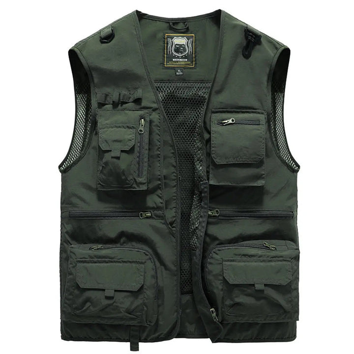 Men's photography vest, multi-pocket utility gilet for gear, lightweight & practical.