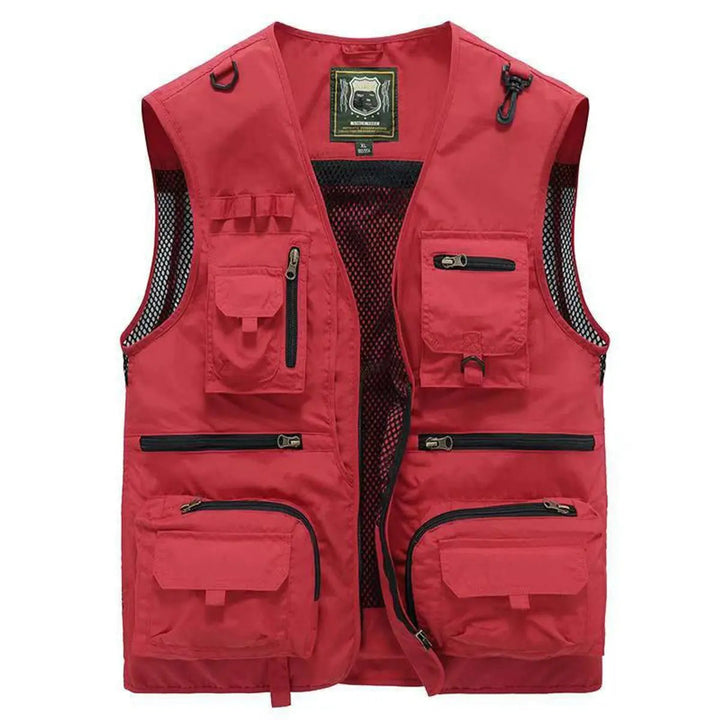 Spring men's multi-pocket gilet, lightweight outdoor vest for fishing & hiking.