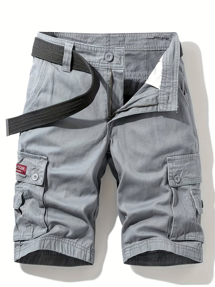 Men's multi-pocket utility cargo shorts for outdoor comfort & summer wear. Durable, relaxed fit.