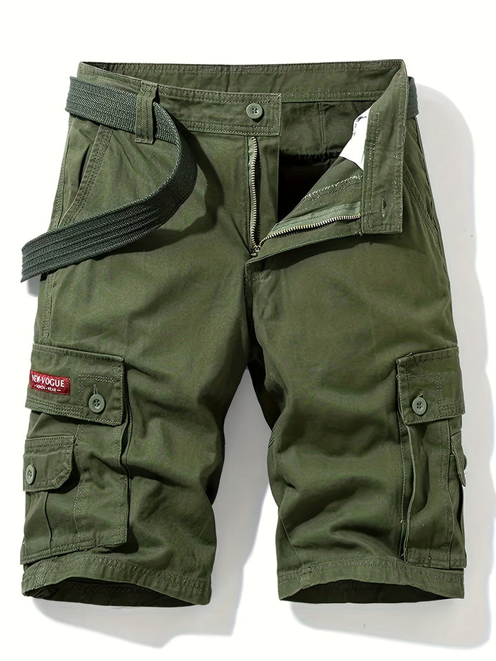 Comfortable men's relaxed-fit utility shorts, ideal for warm weather outdoor activities. Multi-pocket cargo design.