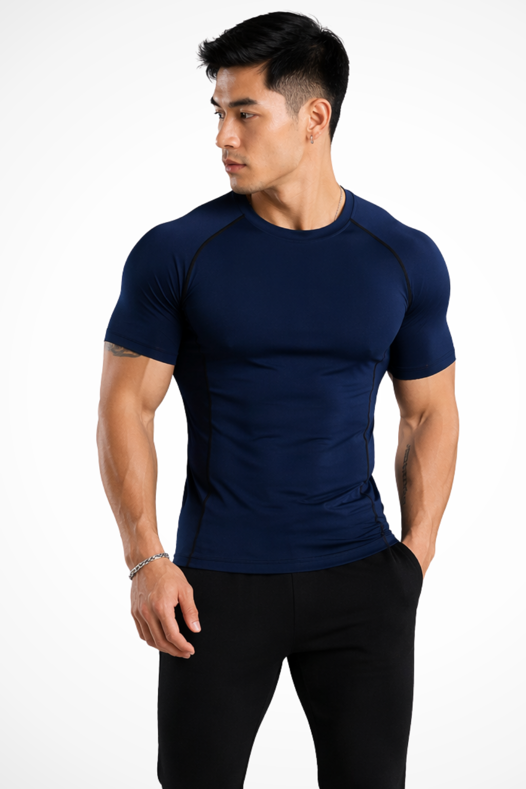 Men's muscle fit crew neck short sleeve t-shirt, perfect for athletic or casual wear.