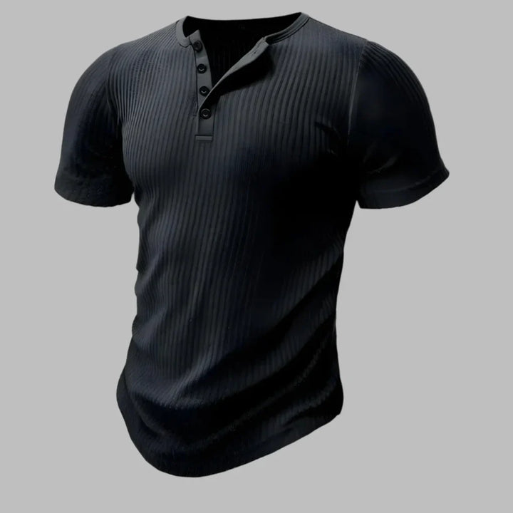 Athletic men's henley t-shirt, muscle fit design. Perfect short sleeve top for workouts, gym, or stylish casual wear.