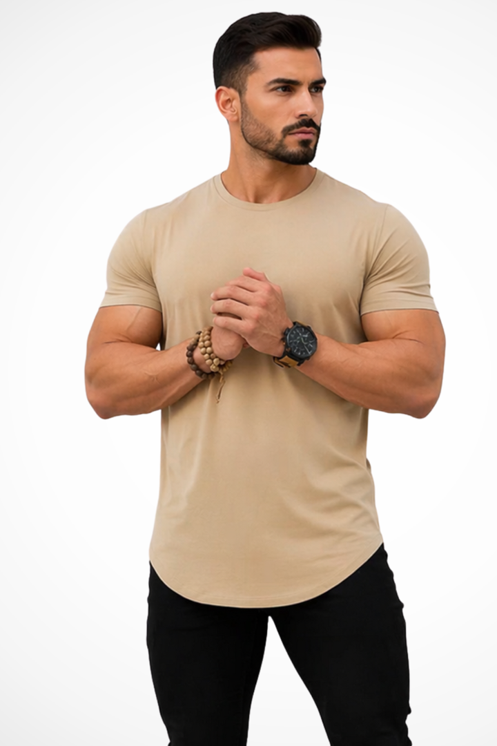 Comfortable men's athletic fit t-shirt with a longline design & curved hem. Great for casual everyday wear.