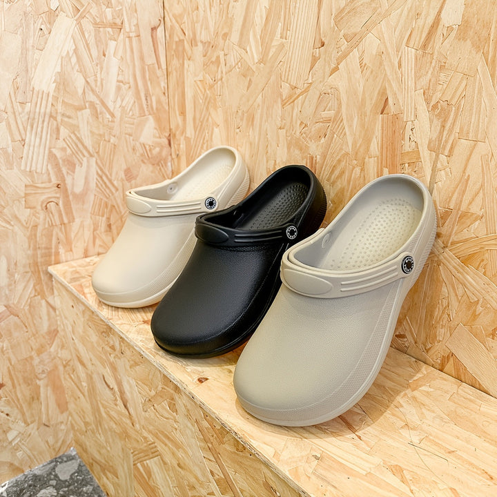 Men's non-slip garden and work clogs, comfortable all-season slip-ons.