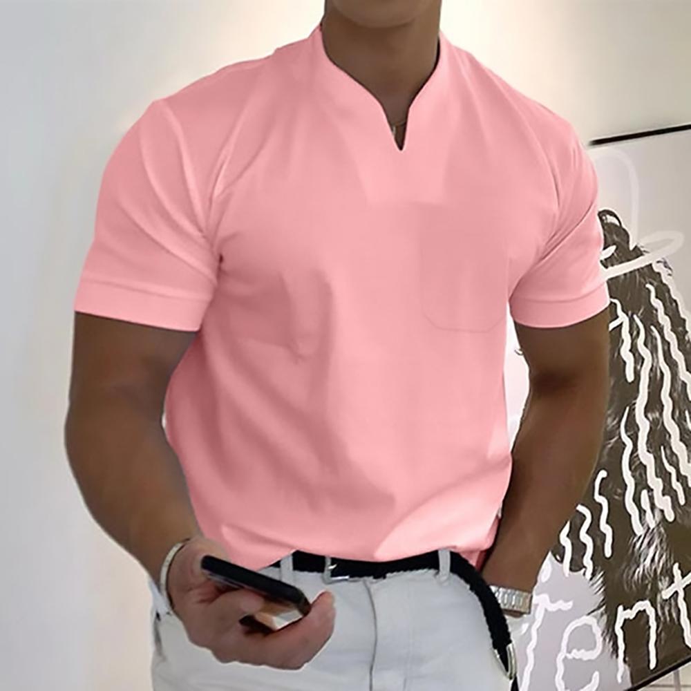 Modern men's notch collar polo shirt. Short sleeve summer style, ideal for smart casual looks.