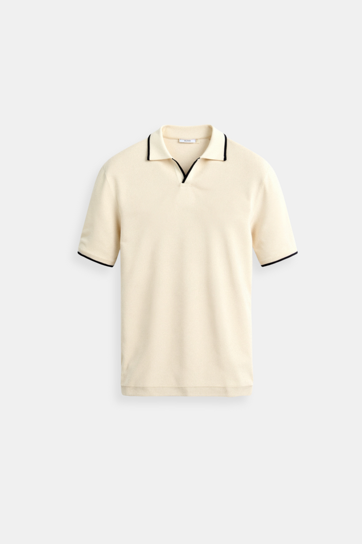 Slim-fit men's sleeveless polo shirt with elegant Old Money contrast design.
