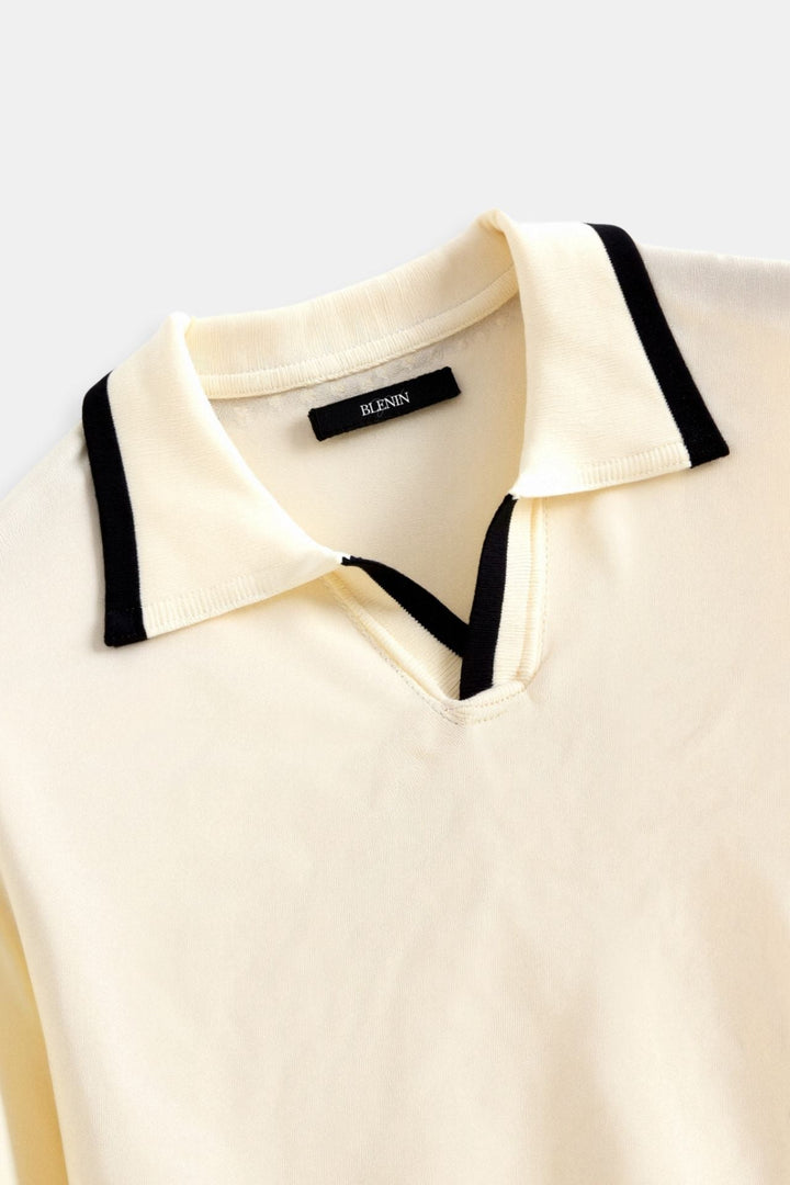 Men's slim sleeveless polo, Old Money aesthetic, contrast color block for summer elegance.