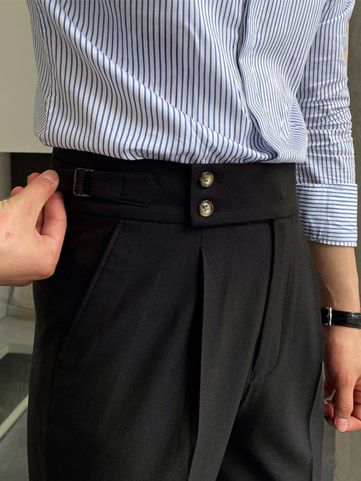 Formal casual men's Gurkha trousers, sophisticated tailored pants for versatile old money styling.