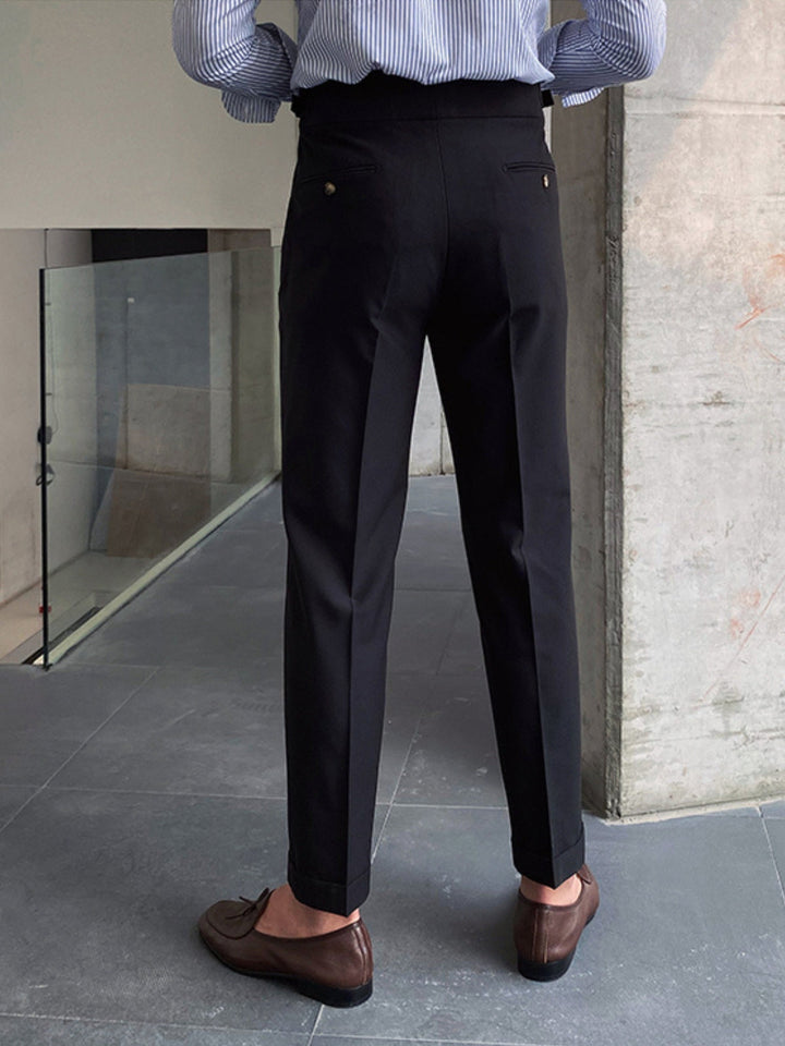 Comfortable high-waisted men's Gurkha pants, expertly tailored for a classic fit and old money aesthetic.