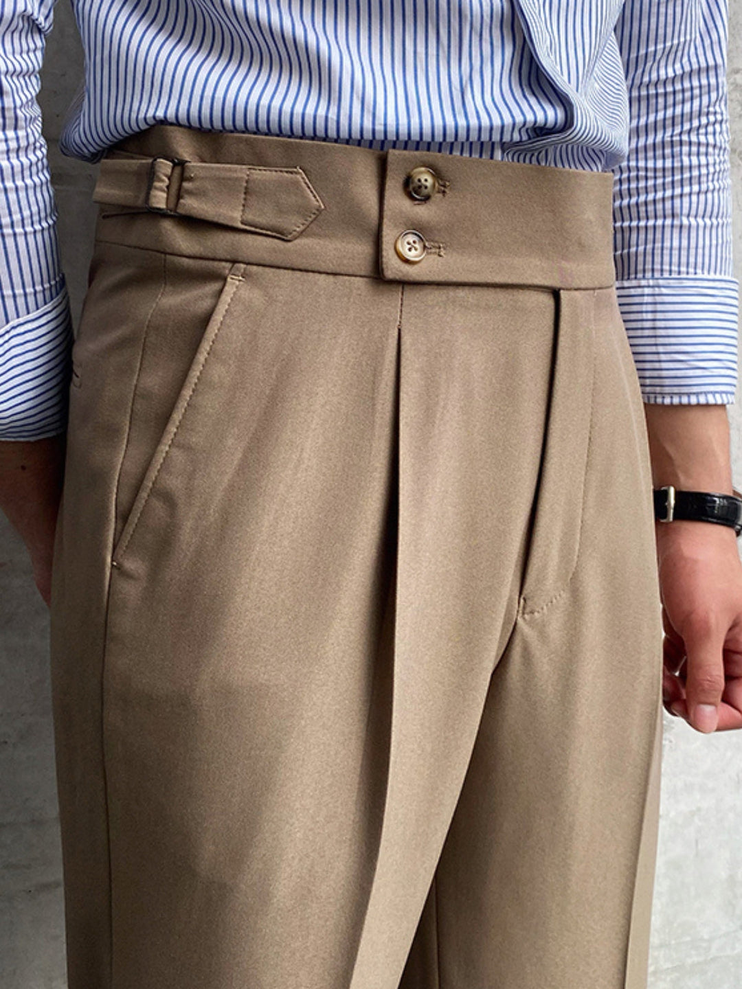 Premium tailored men's Gurkha pants, classic old money style, perfect for dressy formal occasions.