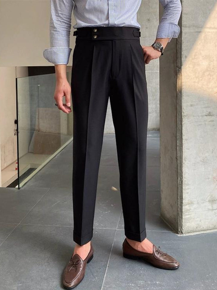 Full length view of Men's Old Money Gurkha pants, showcasing classic tailored menswear.
