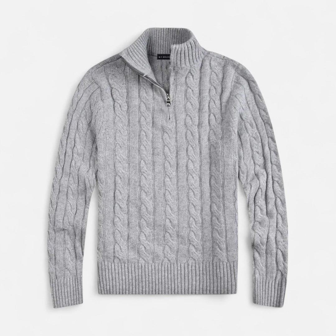 Timeless men's Old Money half-zip sweater, a classic comfort pullover. Ideal sophisticated knitwear for winter wear.
