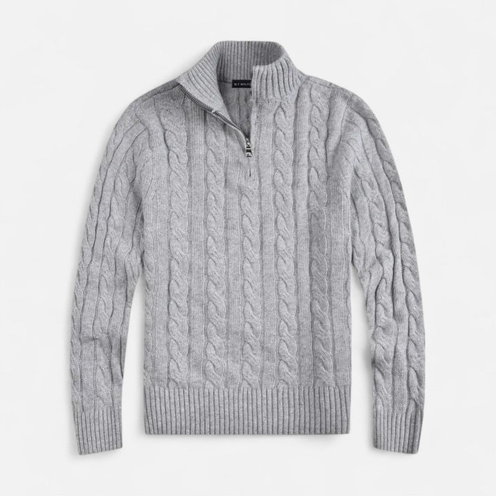 Timeless men's Old Money half-zip sweater, a classic comfort pullover. Ideal sophisticated knitwear for winter wear.