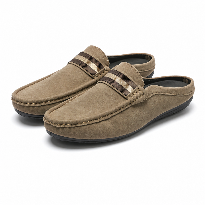 Comfortable men's slip-on loafers with open heel design. Ideal casual footwear for everyday wear.