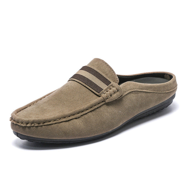 Versatile men's open-heel slip-on loafers. Stylish and comfortable casual shoes for various occasions.