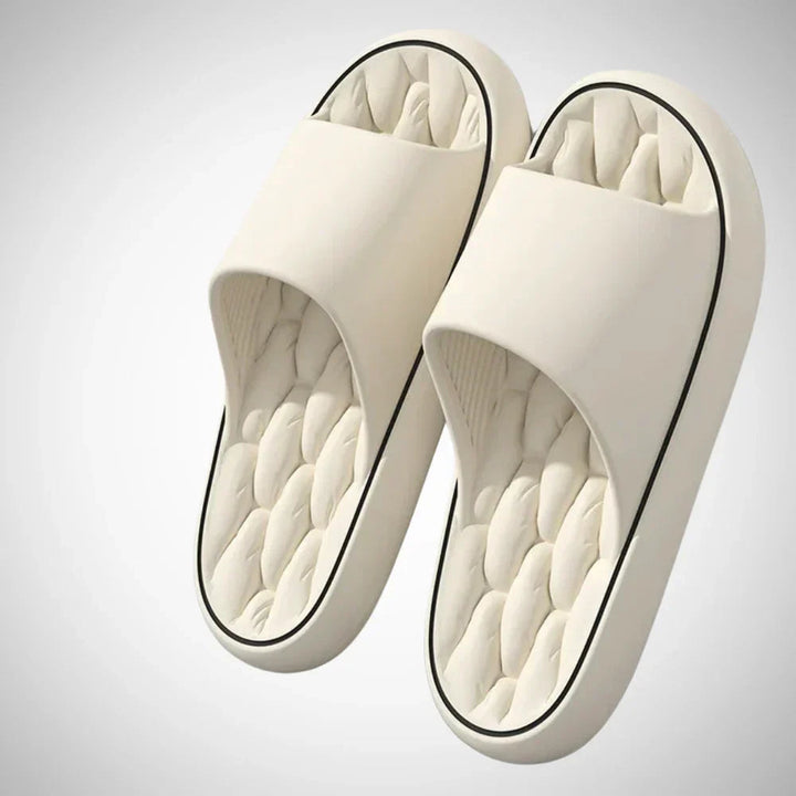 Supportive men's recovery sandals with thick EVA sole, providing cushioned comfort as house shoes or outdoor footwear.