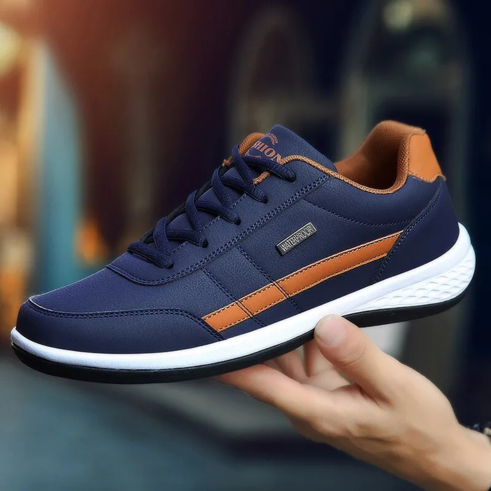 Comfortable men's walking shoes with orthopedic support & balance features for everyday foot health.