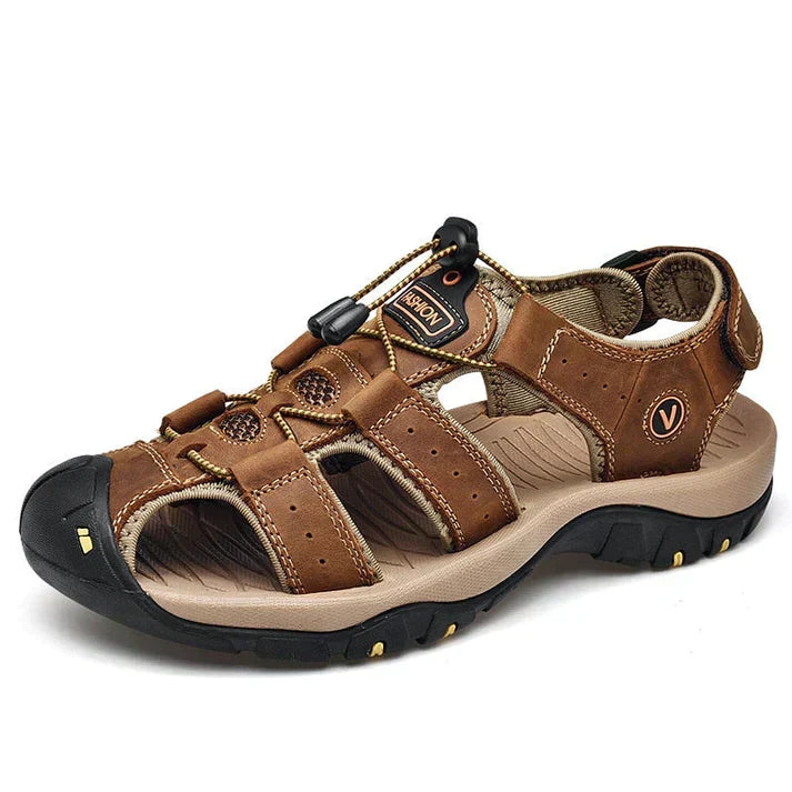 Casual men's summer sandals designed with orthopedic arch support for ultimate comfort & stability.