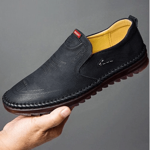 Brown men's orthopedic comfort shoes with an ergonomic design, perfect for walking & all-day pain relief.