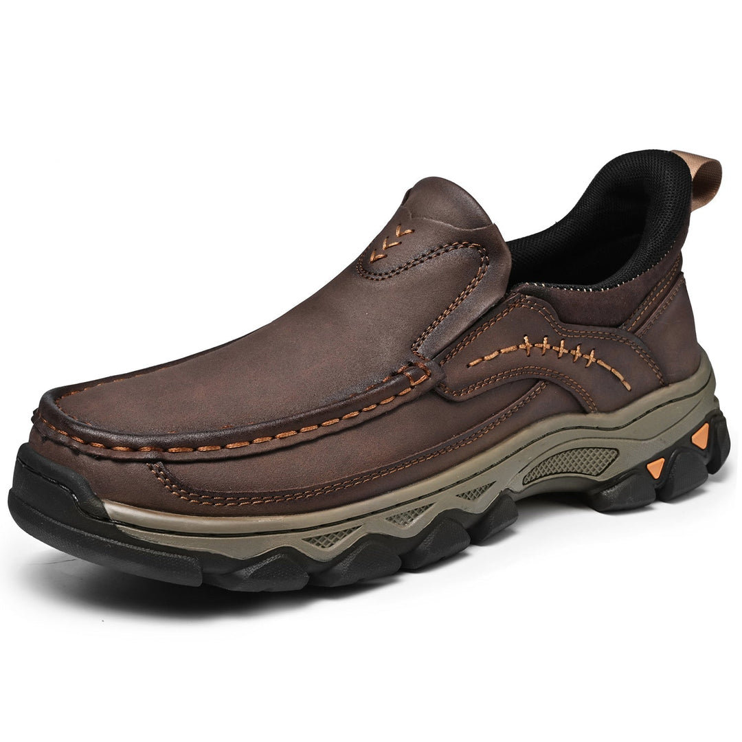 Men's orthopedic comfort slip-on walking shoes for everyday wear & foot support.