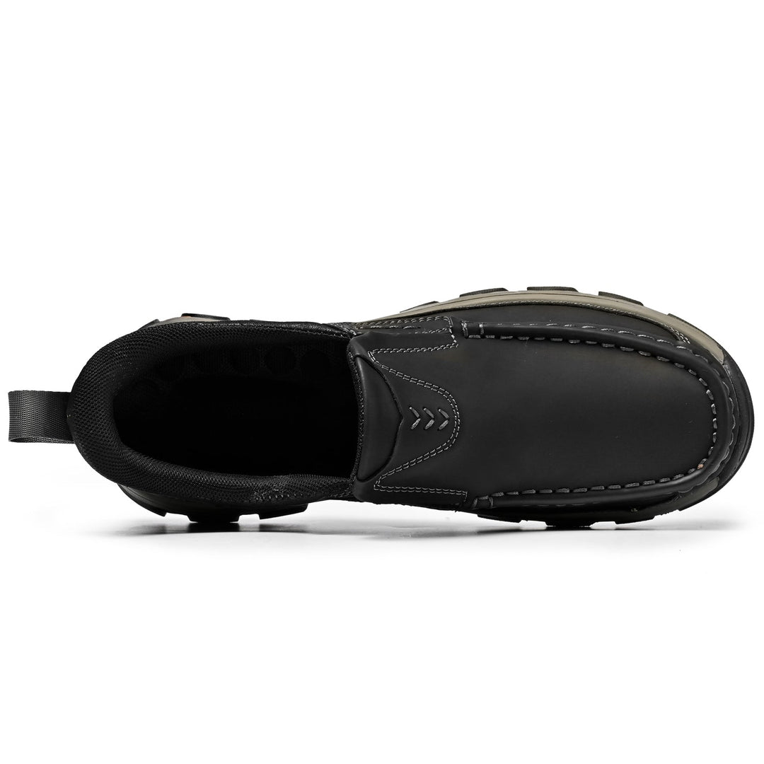 Ergonomic men's slip-on walking shoes with orthopedic comfort and arch support.
