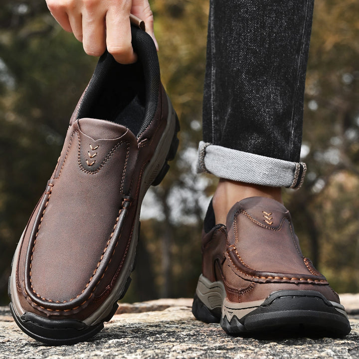Lightweight men's orthopedic comfort slip-on walking shoes for active lifestyles.