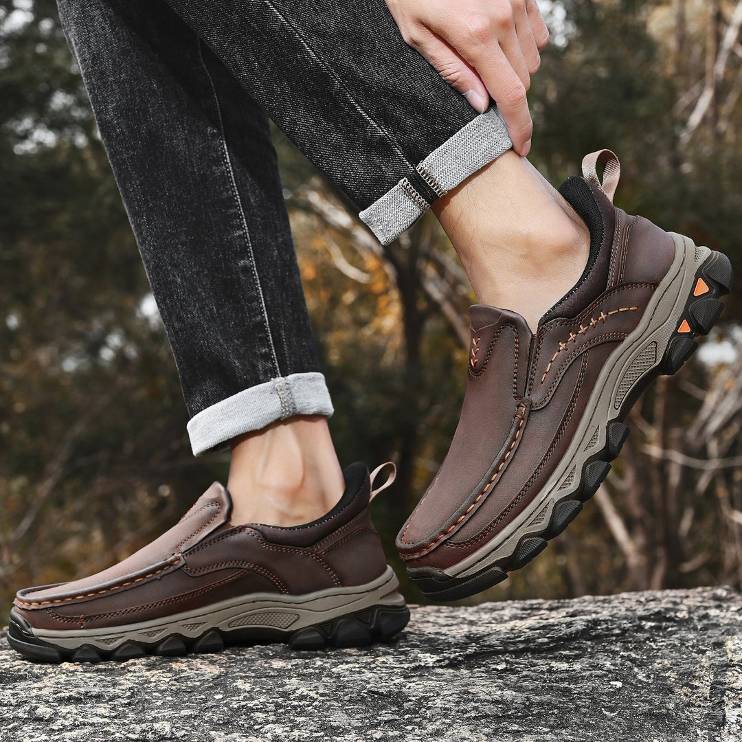 Comfortable & supportive men's orthopedic slip-on shoes for daily walks.