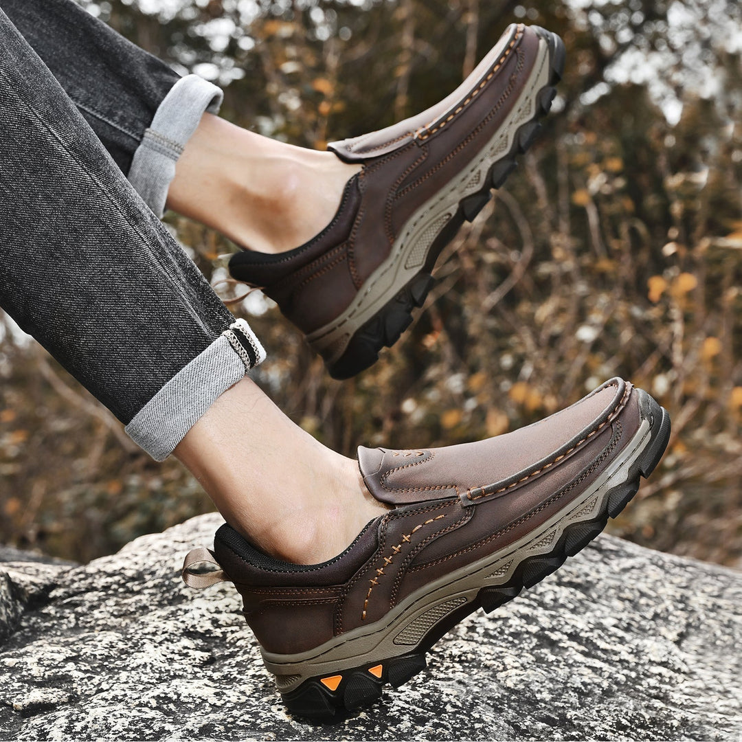 Orthopedic men's slip-on shoes, perfect for walking, support, & pain relief.