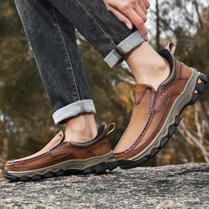 Durable men's orthopedic slip-on walking shoes for optimal comfort & support.