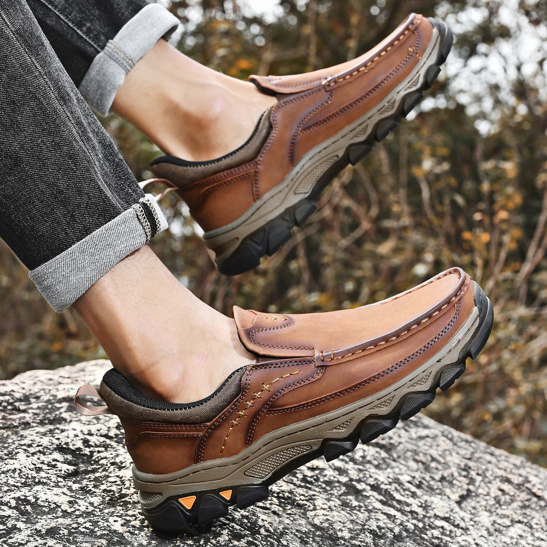Comfortable men's orthopedic slip-on shoes, ideal for walking & foot health.