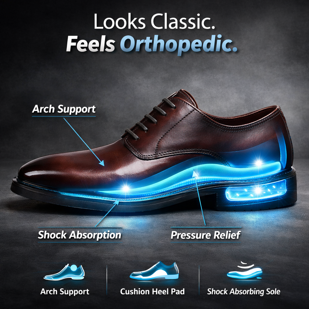 Classic men's orthopedic oxford shoes ensuring all-day comfort and superior foot support.