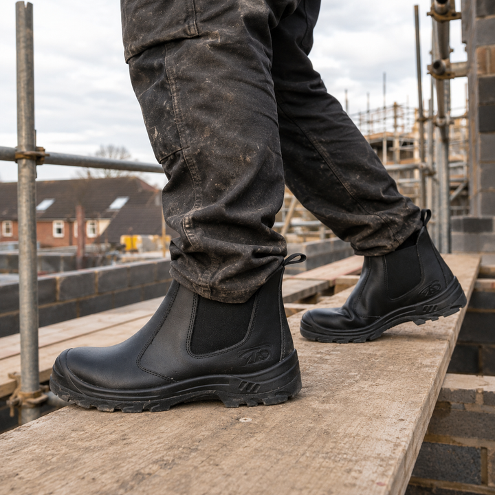 Comfortable men's orthopedic work boots, offering superior support and all-day wear.