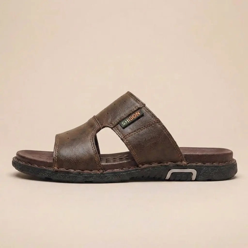 Comfortable men's slip-on orthopedic slide sandals, wide fit for easy wear & all-day support.