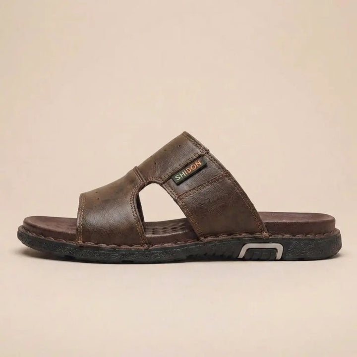 Comfortable men's slip-on orthopedic slide sandals, wide fit for easy wear & all-day support.