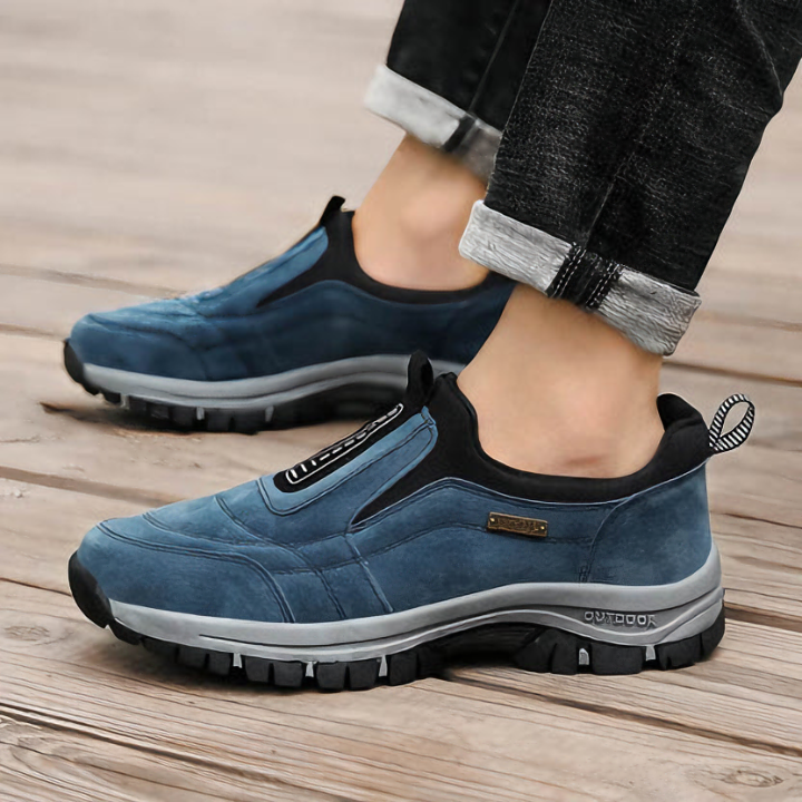 Men's orthopedic slip-on sneakers provide all-day comfort, support, & traction for active and casual wear.