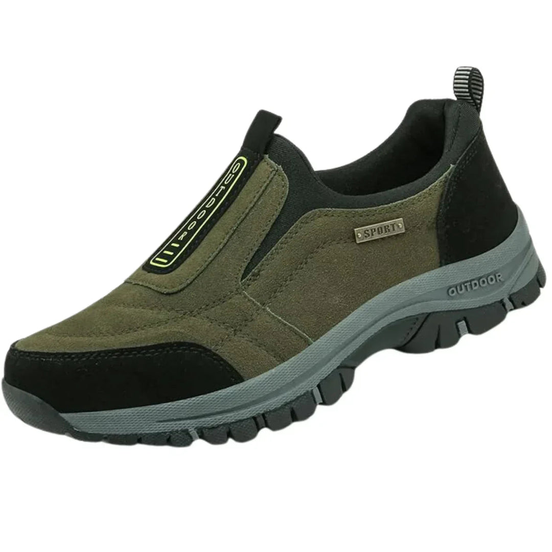 Durable men's activewear orthopedic slip-on sneakers offer reliable foot support and all-day comfort.
