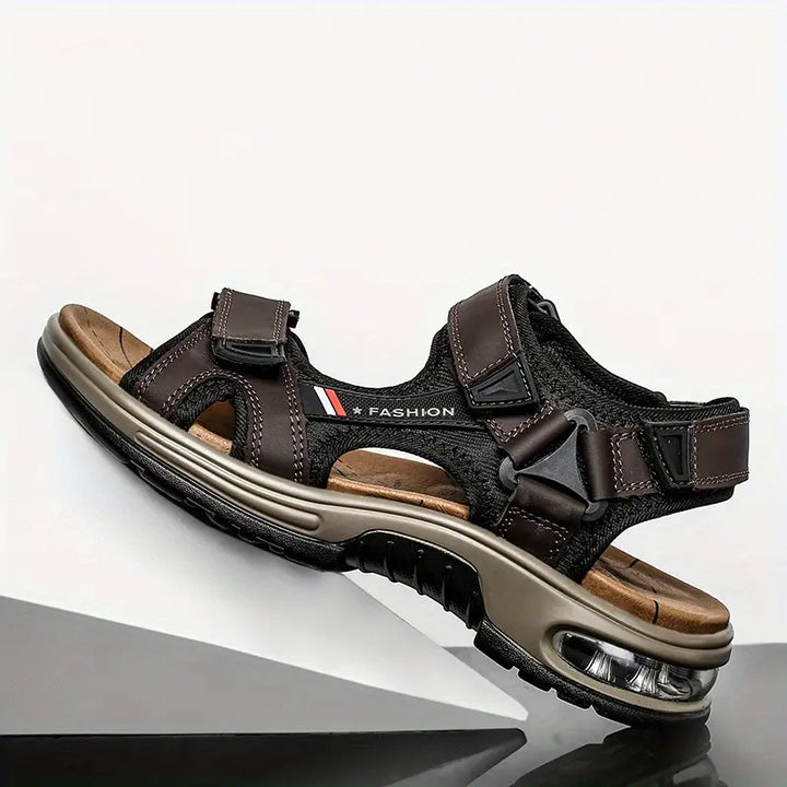 Comfortable men's outdoor sport sandals with adjustable straps, air cushion technology, and orthopedic design.