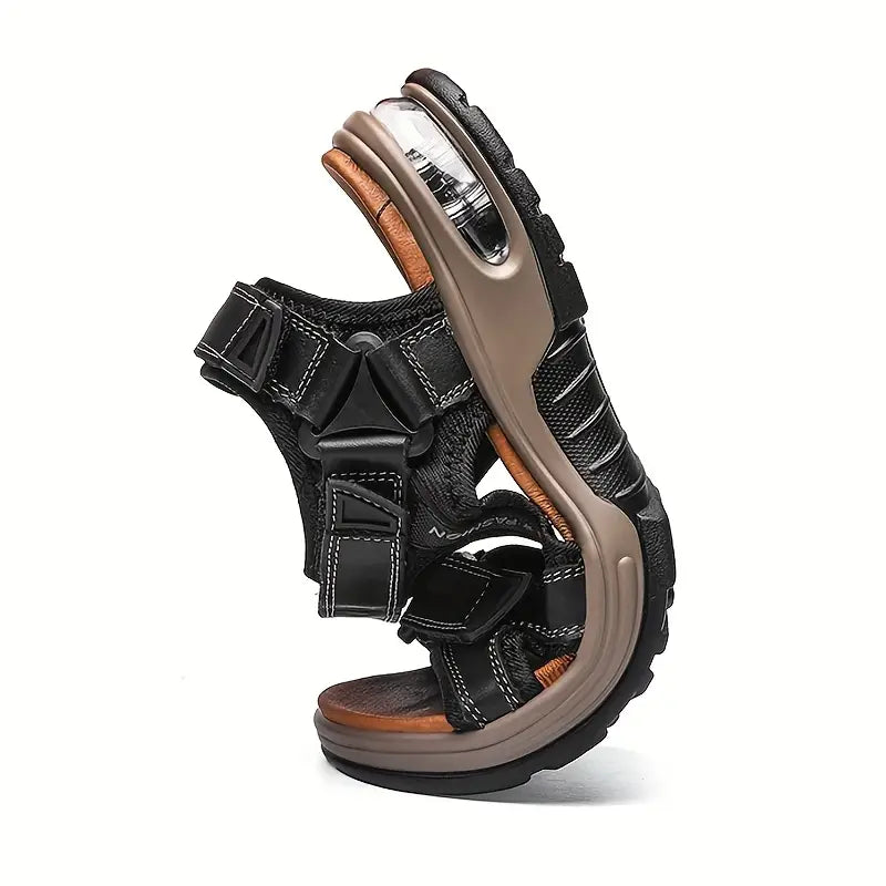 Durable men's sport sandals with orthopedic foot support, adjustable straps, and air cushion for active wear.