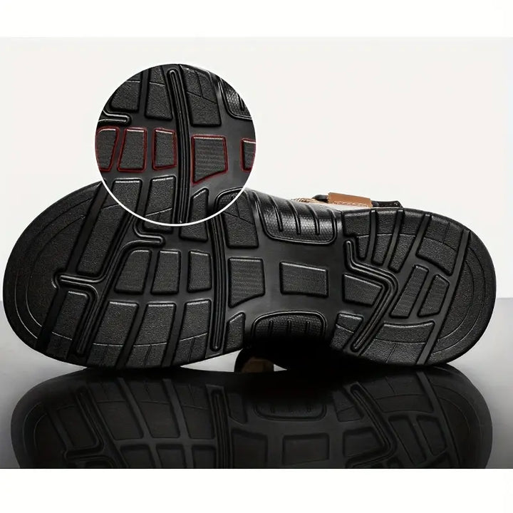 Men's orthopedic footwear: sport sandals with adjustable straps, air cushion sole for comfort & outdoor wear.
