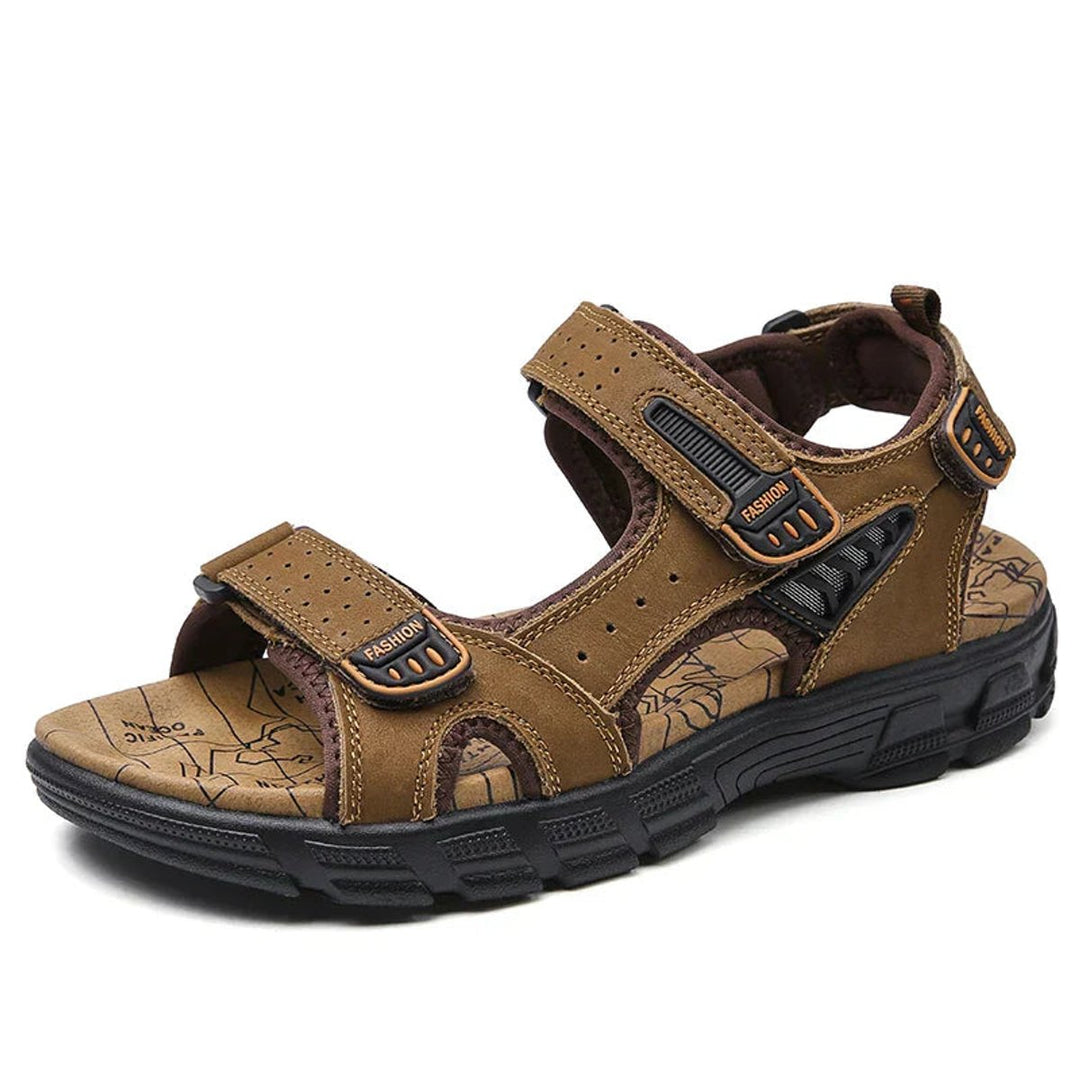 Orthopedic men's sandals with secure velcro closure, providing ergonomic comfort & foot support.