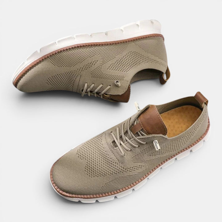 Front view of men's comfort shoes, showcasing a sleek design suitable for men's fashion.
