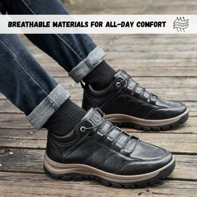 Durable men's orthopedic hiking shoes with non-slip sole, offering excellent foot support & stability.