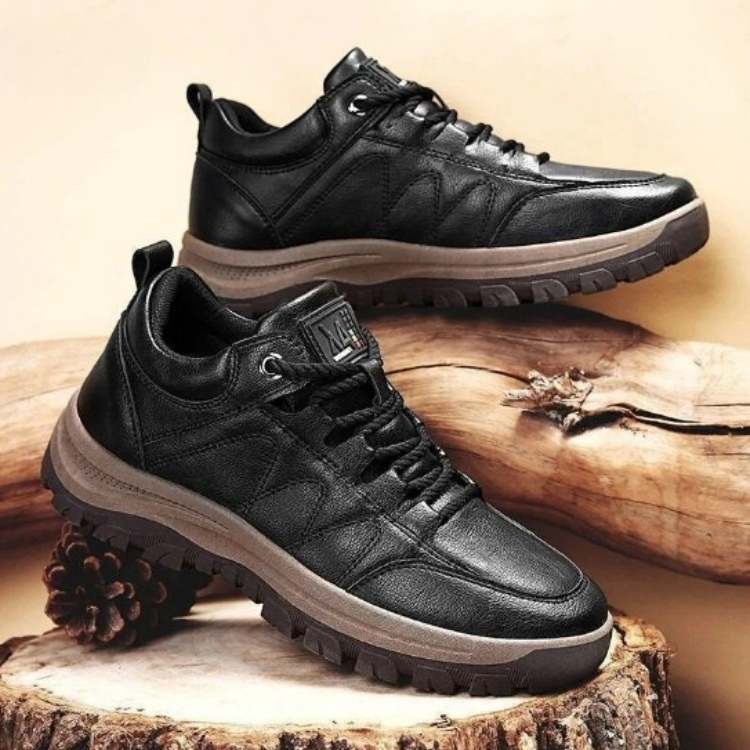 Lace-up men's supportive walking shoes, featuring advanced cushioned non-slip grip for secure strides.