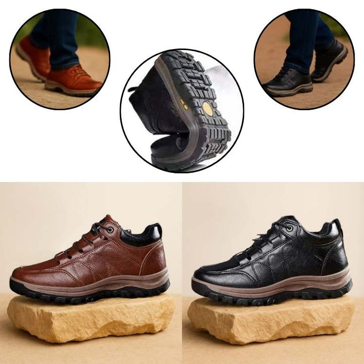 Cushioned men's orthopedic walking shoes with a high-traction non-slip grip outsole for safety.