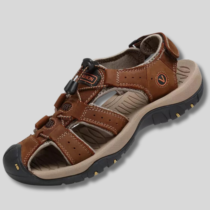 Men's outdoor sandals for trail hiking & water activities with rugged grip.