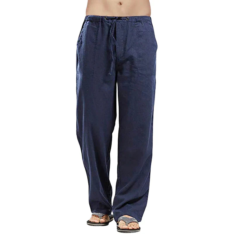 Drawstring men's casual pants, oversized fit. Breathable comfort wear for summer and vacation.